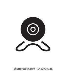 flat black web cam glyph icon symbol sign, logo template, vector, eps 10
