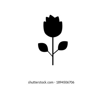 Flat black web rose icon. Vector illustration