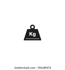 Flat black weight kilograms web icon on white background.