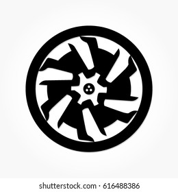 flat black wheel and tire with rim and shadow effect