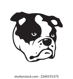 Flat black and white bulldog dog logo. Vector.