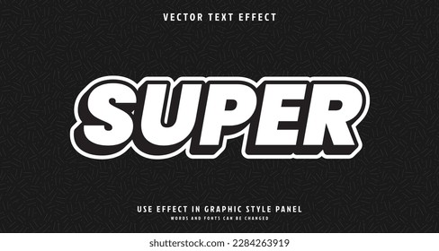 Flat Black and White Editable text style effect