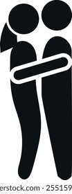 Flat Black and White Icon of Emotional Support and Bonding