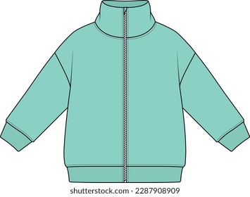Flat black and white sketch of sweatshirt, sweater, hoodie, garment, clothes, casual wear. Vector illustration.