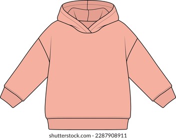 Flat black and white sketch of sweatshirt, sweater, hoodie, garment, clothes, casual wear. Vector illustration.