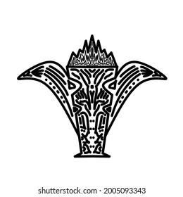 Flaches Schwarz-Weiß-Trophäendesign mit indischem Ethno-Ornament