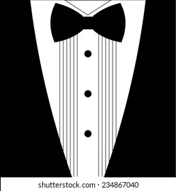 Flat black and white tuxedo bow tie illustration