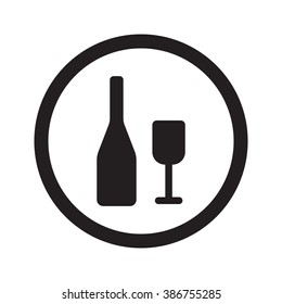 Flat black Wine web icon in circle on white background