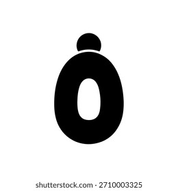 Flat Black Winter Beanie Hat Silhouette with Bobble on White Background