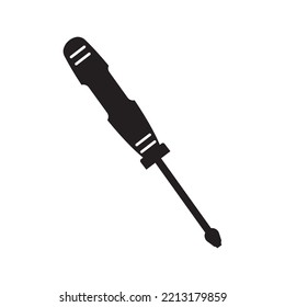 Flat Blade screwdriver tool icon | Black Vector illustration |