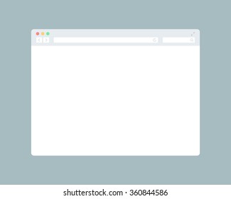 Flat blank browser window. Grey internet browser