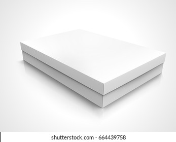 flat blank right tilt box with lid, isolated white background, 3d illustration elevated view