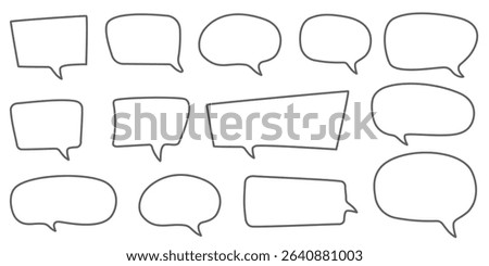 Flat blank white speech bubble stickers set. Comic cartoon style dialog clouds for text, messages, comments, thoughts, and sounds. Vector illustration for chat, pop art, and communication design.
