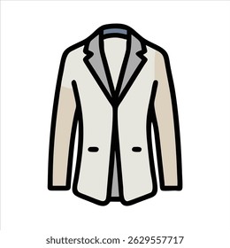 Flacher Blazer Anzug Objekt Symbol Design Konzept einzeln
