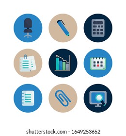 Flat block style icon set design, Office object workforce corporate job work occupation and communication theme Vector illustration