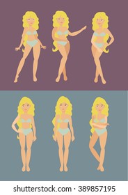 flat blonde woman poses in underwear