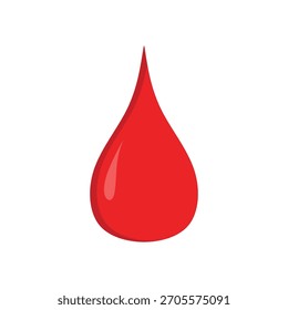 Flat blood drop in minimal style. Donor concept. Vector illustration with simple shapes. Clean design for medical and healthcare usage.