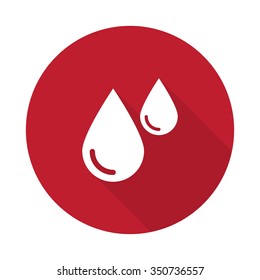 Flat Blood icon with long shadow on red circle