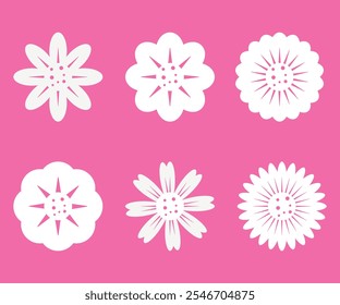 Flor plana flores isoladas em fundo roxo.Vetor ilustração