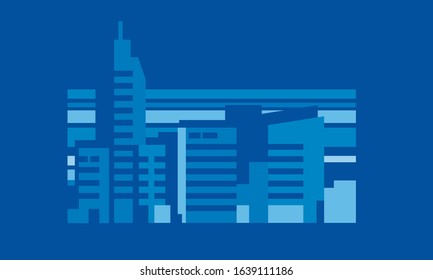 Flat blue abstract city design