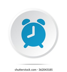 Flat blue Alarm Clock icon on circle web button on white