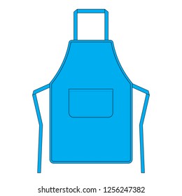 Flat Blue Apron With One Pocket Vector For Template