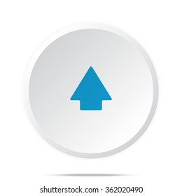 Flat blue Arrow Up icon on circle web button on white