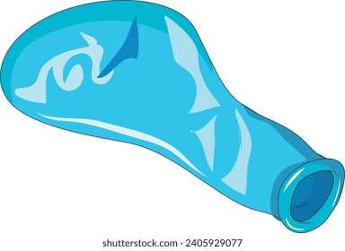 Flat blue balloon deflated vector illustration