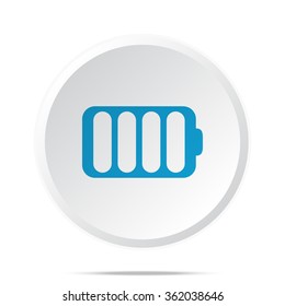 Flat blue Battery icon on circle web button on white