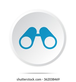 Flat blue Binoculars icon on circle web button on white