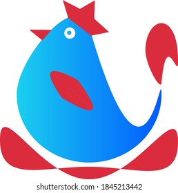 Logo de pájaro azul plano, mascota