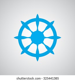 Flat blue Boat Wheel icon 