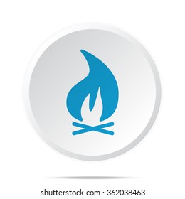 Flat blue Bonfire icon on circle web button on white