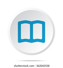 Flat blue Book icon on circle web button on white