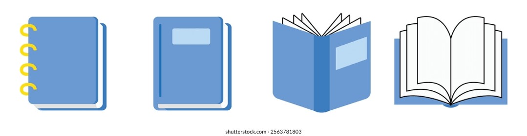 flat blue book icon skill reading learning paper