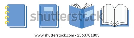 flat blue book icon skill reading learning paper