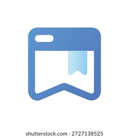 A flat blue bookmark icon with a light blue ribbon against White Background. Clean, simple, and visually appealing graphic style.