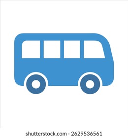Concepto de diseño de icono de objeto de autobús azul plano