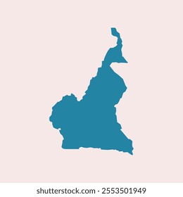 Flat blue Cameroon map. Cameroon map isolated on beige background. Vector illustration.