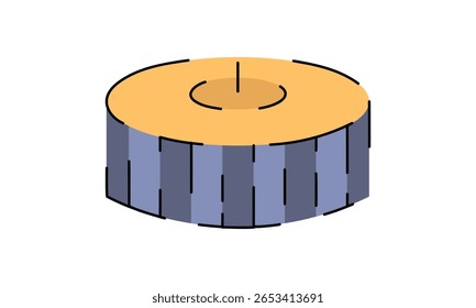 Flat blue candle. Cozy home candle 