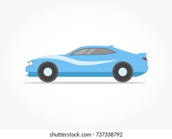 flat blue car icon cartoon vector