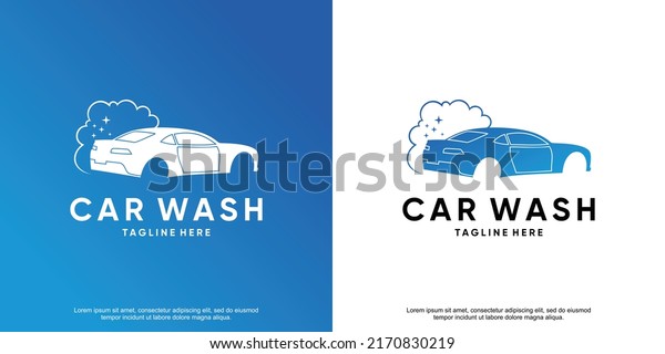 Flat blue car wash logo design with creative\
modern concept Premium\
Vector