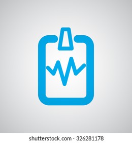 Flat blue Cardiogram Clipboard icon 