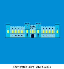 flat  blue castle with unique