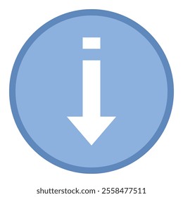 Flat Blue Circle Button with Download Icon