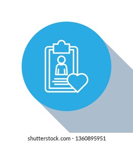 Flat blue circle illustration with long shadow Patient Medical Record Icon
