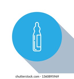 Flat blue circle illustration with long shadow Antibiotic vector icons. Healthcare symbol