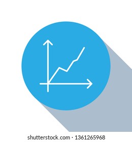 Flat blue circle illustration with long shadow Graph icon, business infographics, vector illustration