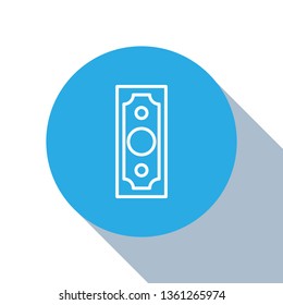 Flat blue circle illustration with long shadow Cash money vector icon