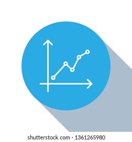 Flat blue circle illustration with long shadow Graph icon, business infographics, vector illustration